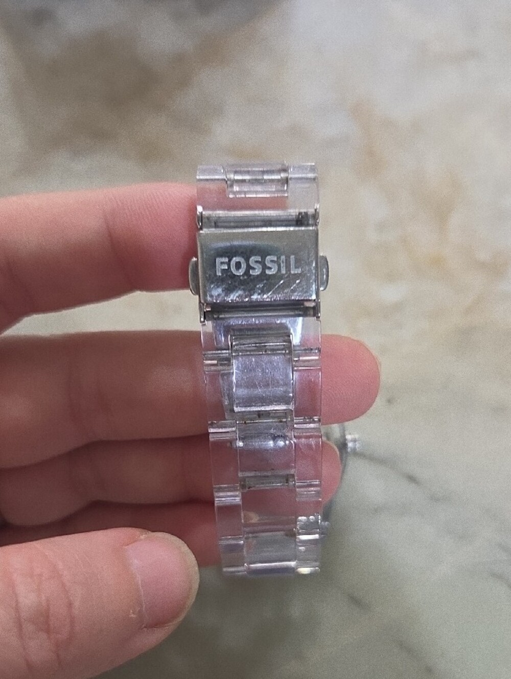 Fossil Clear Bracelet Watch with Turquoise Dial and Crystal Bezel - Picture 4 of 4